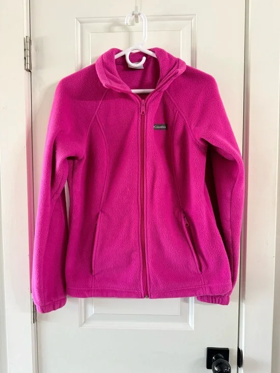 Columbia Pink Fleece Zip Jacket Women’s Medium - Picture 2 of 4